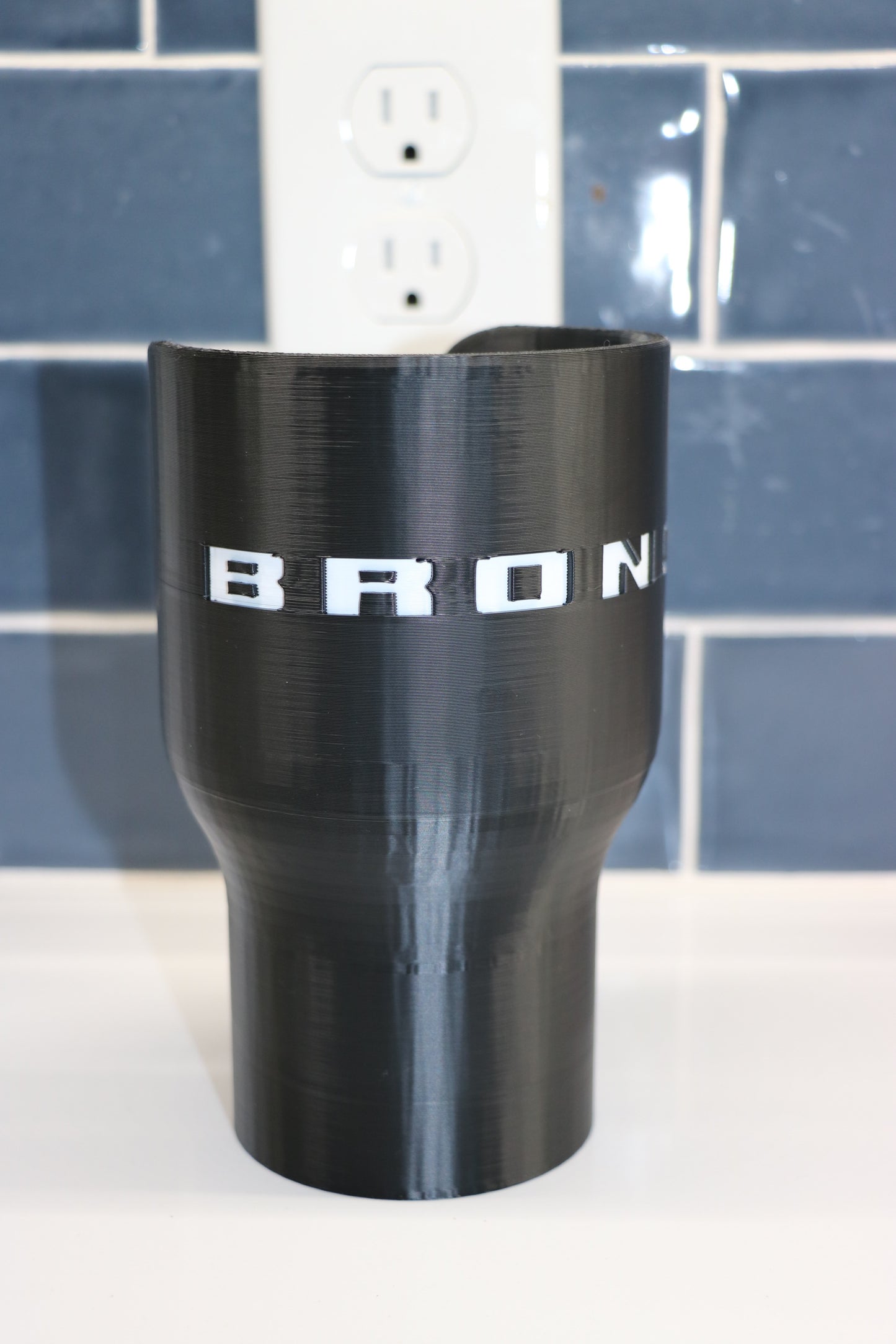 Bronco 3D printed water bottle cup holder fits Nalgene Hydro Flask, perfect Jeep and off-road accessory gift.