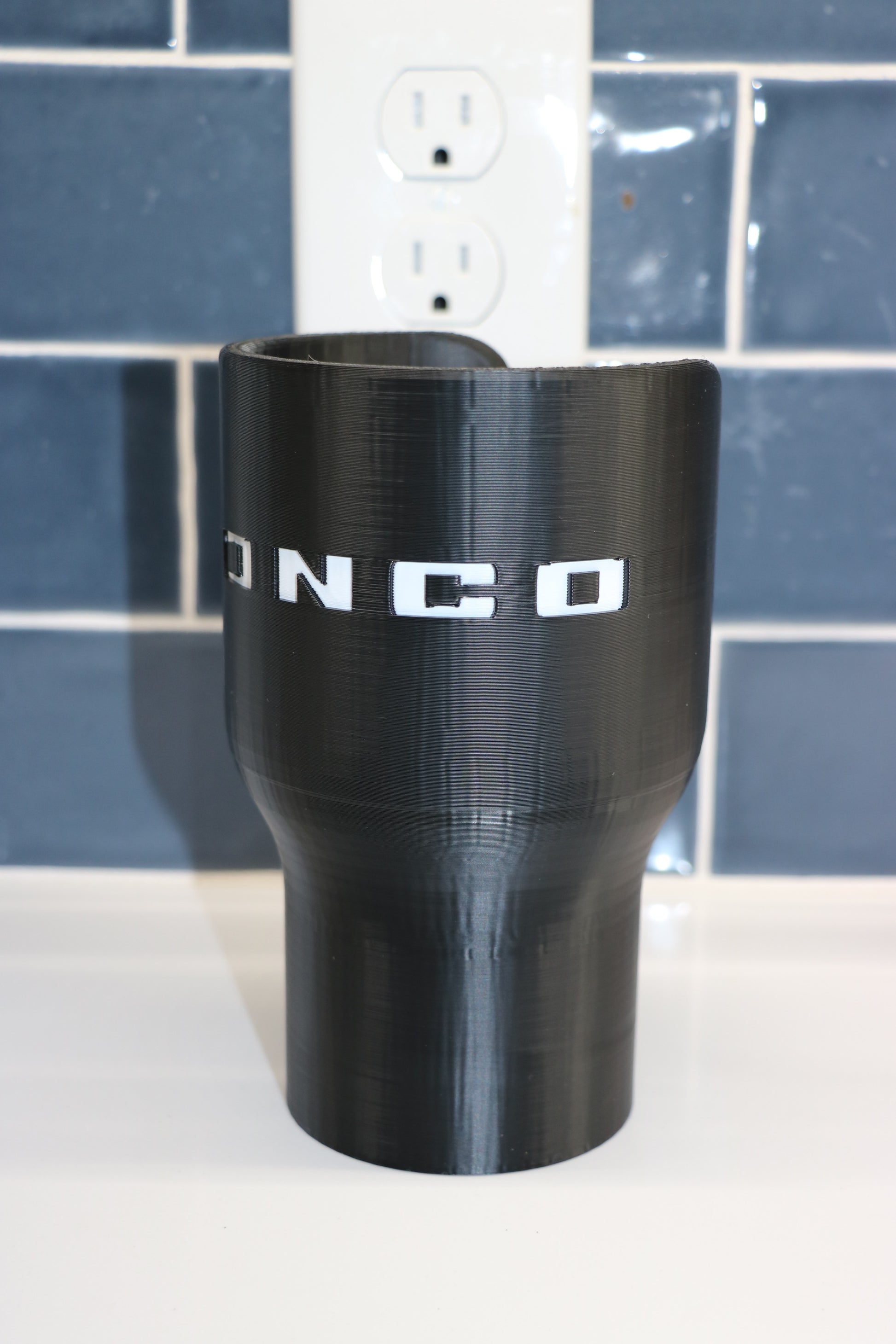 Bronco 3D printed water bottle cup holder fits Nalgene Hydro Flask, perfect Jeep off-road accessory and gift idea.